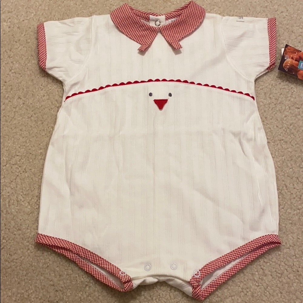 NWT Little Me one piece chicken romper